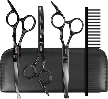 Dog Grooming Scissors with Safety Round Tips Stainless Steel Professional Dog Grooming Kit - Thinning, Curved Scissors and Comb for Cat Pet (Pink 4 in 1) - Image 15