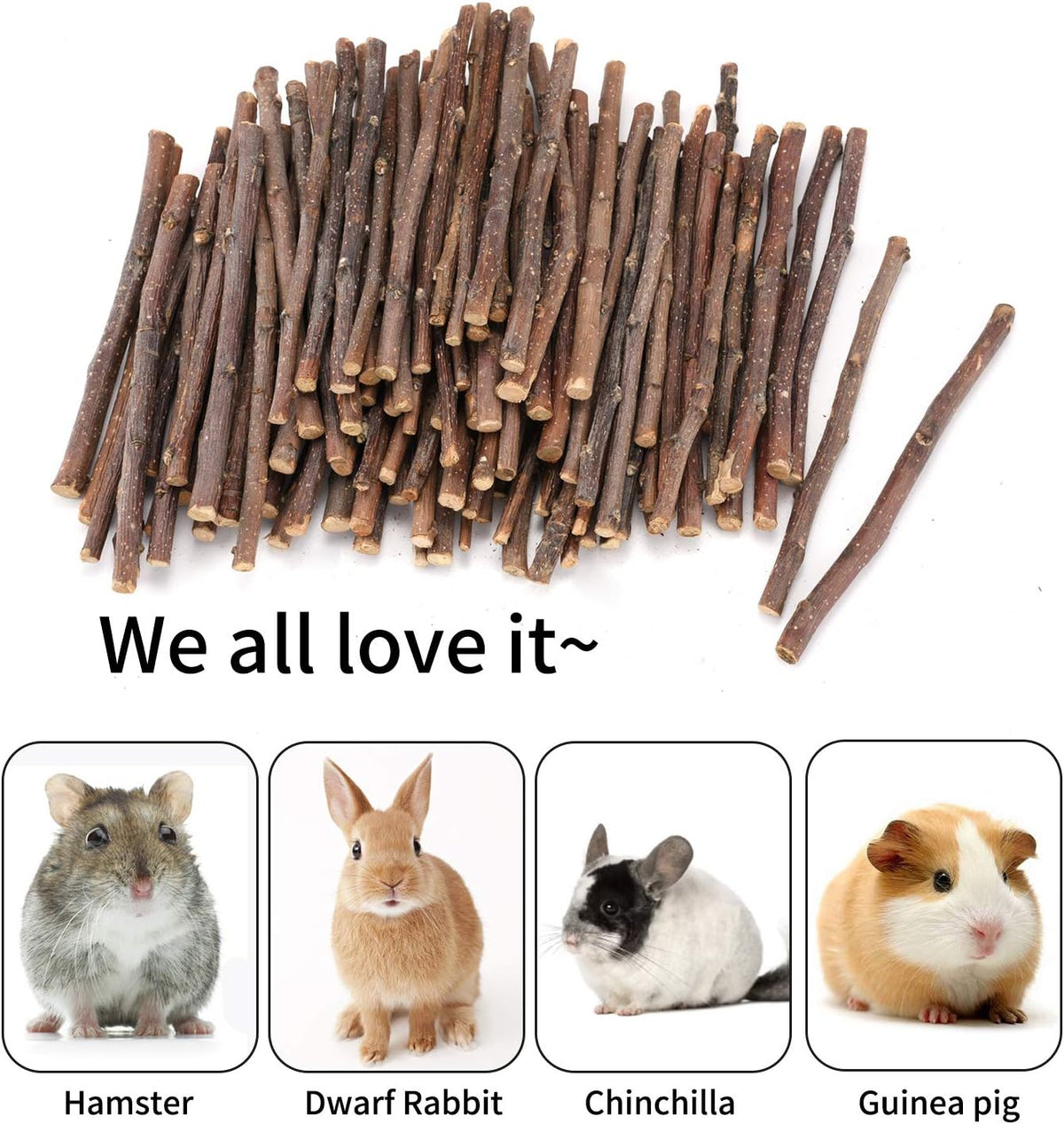 Hand selected apple wood chew sticks for hamsters