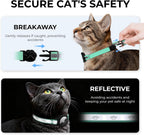 Close-up view of the green tracking cat collar highlighting the quick-release safety breakaway buckle