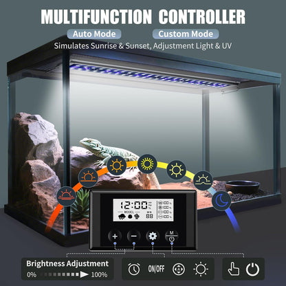 Full spectrum LED UVA UVB lighting system for bearded dragons and turtles