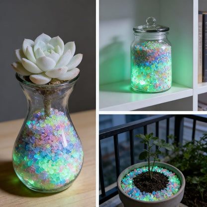 DIY home art ornaments using multicolor luminous gravel