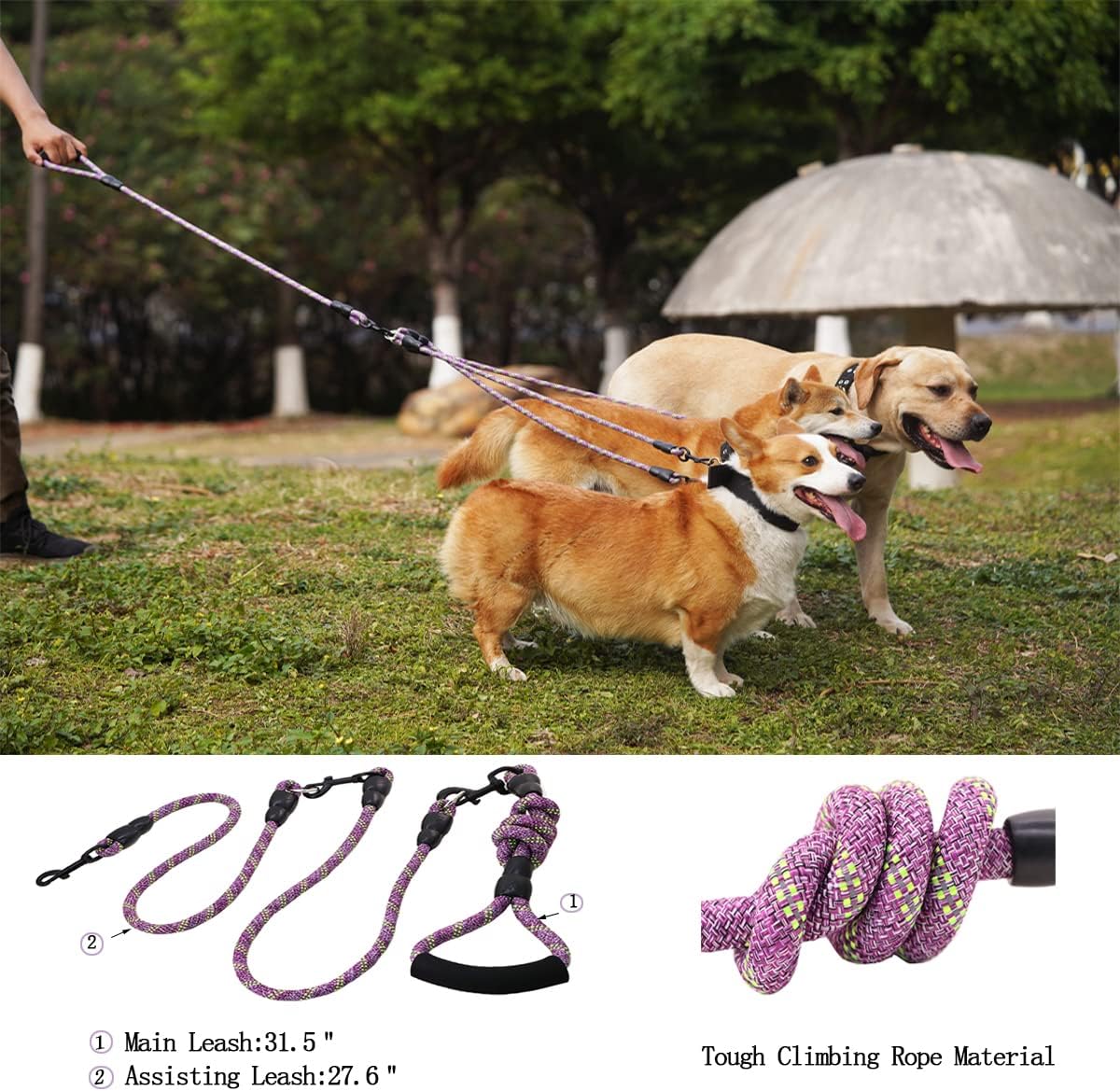 Heyllou multi pet tangle free lead highlighting the 360 degree heavy duty swivel mechanism