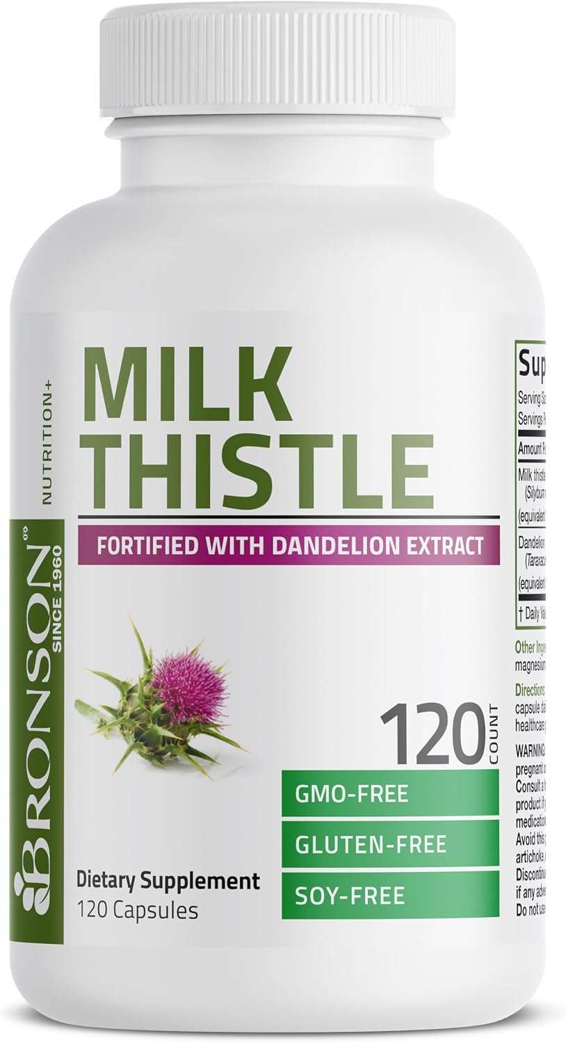 Bronson Milk Thistle Silymarin Marianum & Dandelion Extract, 120 Capsules - Image 5