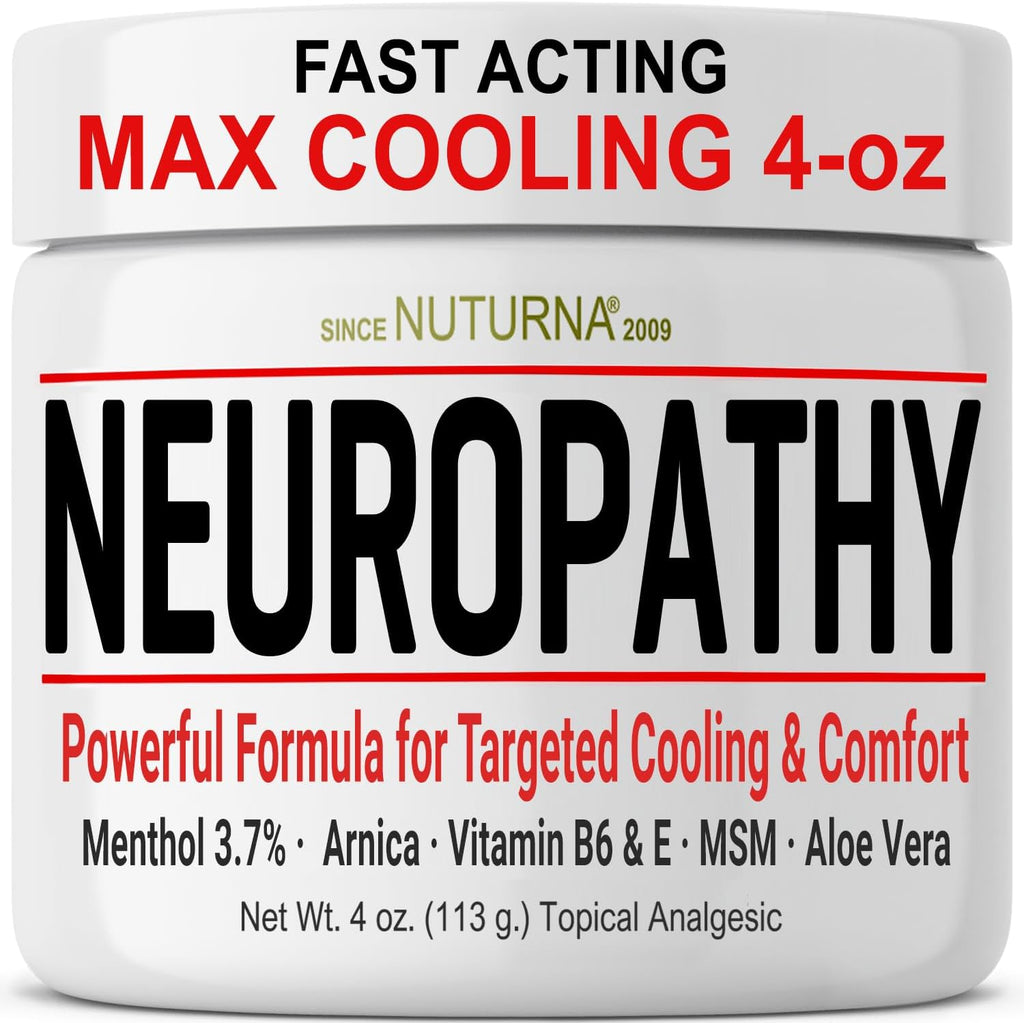 Nuturna Neuropathy Nerve Relief Cream 4 Ounce jar front view