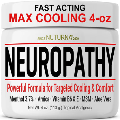 Nuturna Neuropathy Nerve Relief Cream 4 Ounce jar front view