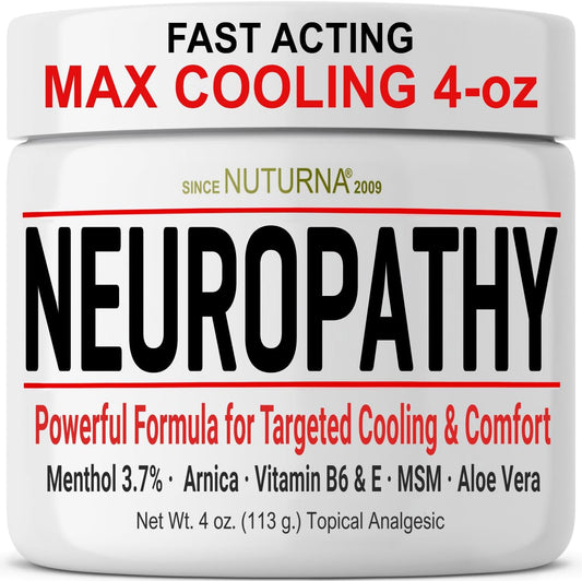 Nuturna Neuropathy Nerve Relief Cream 4 Ounce jar front view