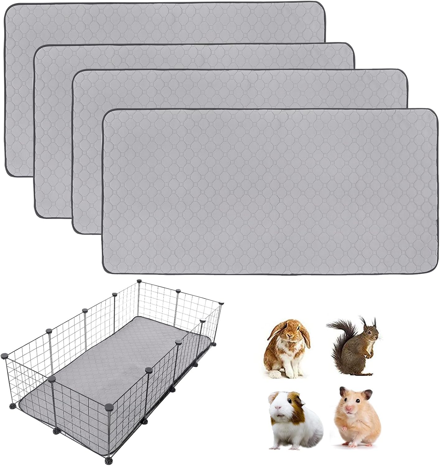 2Pack Guinea Pig Cage Liners, LWYMX 24''X48'' Washable Guinea Pig Pee Pads, Non Slip Reusable Super Absorbent Guinea Pig Training Mat Bedding Fleece for Small Animals Hamster Rabbit Chinchilla Rat - Image 11