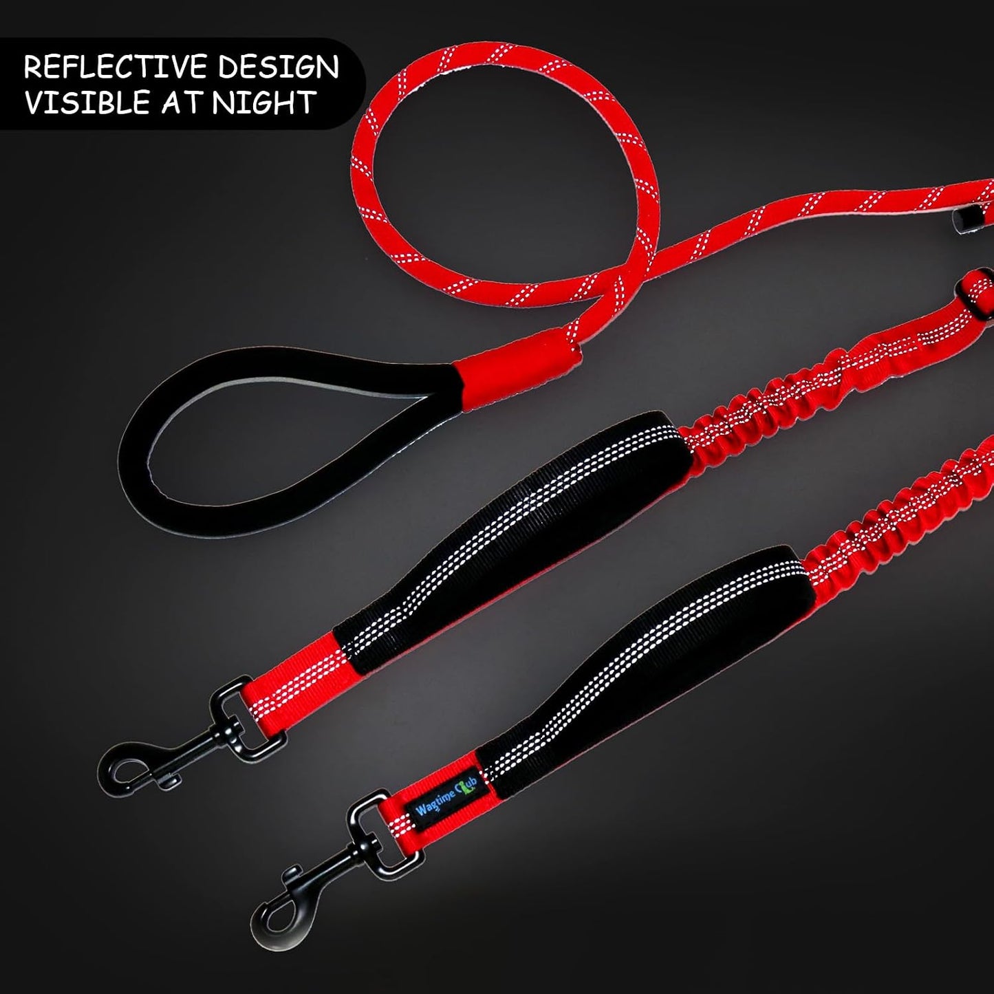 Wagtime Club durable nylon double dog leash hardware details