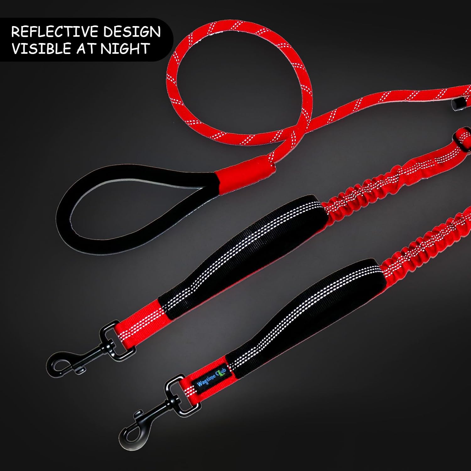 Wagtime Club durable nylon double dog leash hardware details