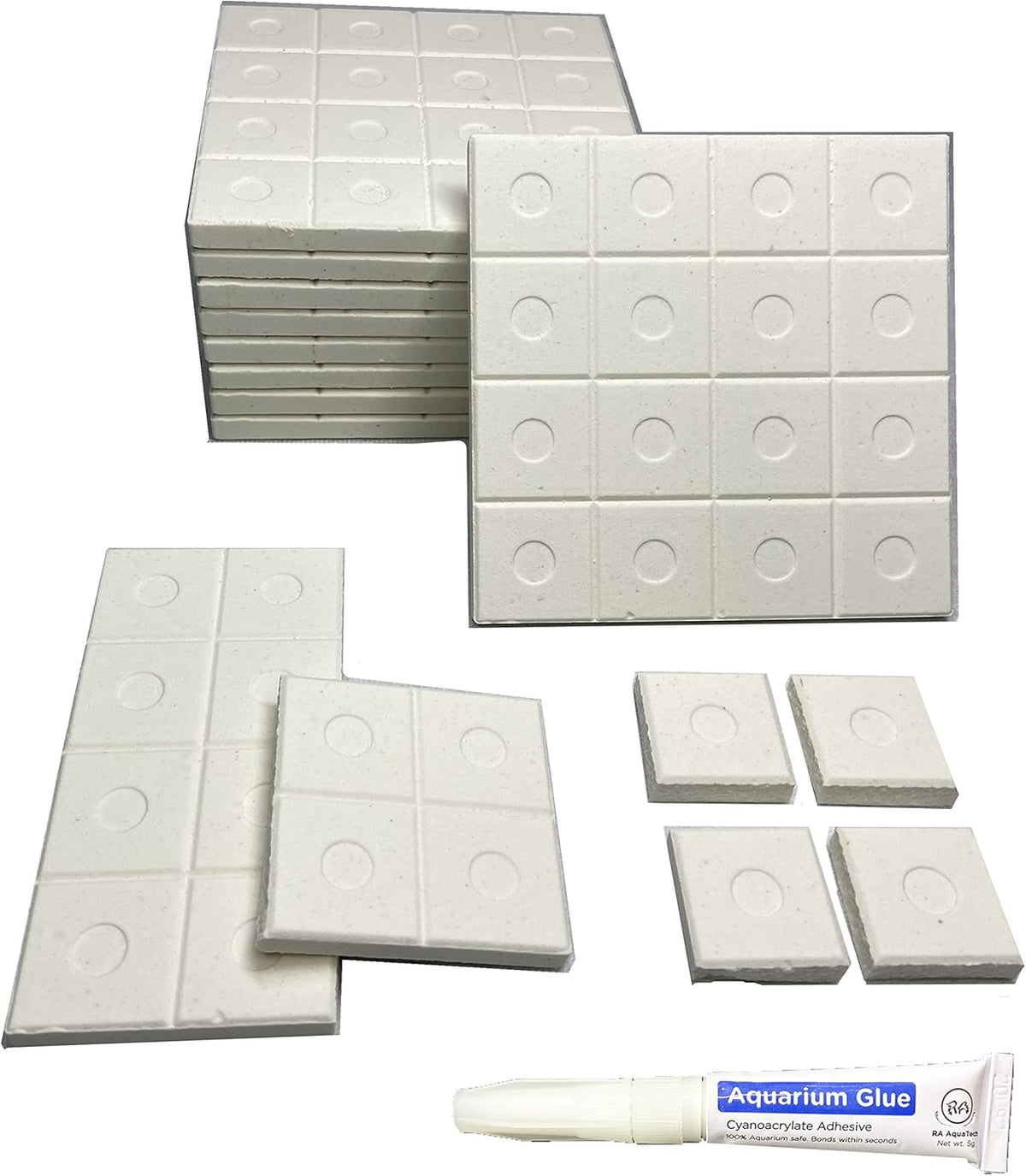 Reefing Art Breakable Coral Frag Tile ten piece pack front view showcasing the white ceramic texture.