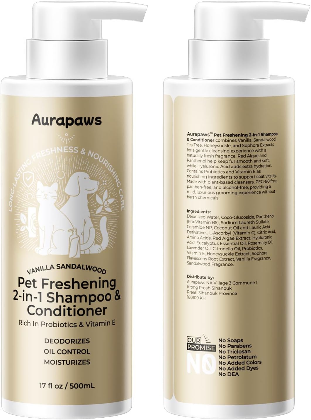 Probiotic Dog Shampoo and Conditioner Set for Sensitive Skin, Itchy Skin Relief, Deodorizing Dog Shampoo, Smelly & Moisturizes for All Breeds & Puppies, Vanilla Sandalwood, 17 oz(Pack of 2) - Image 9
