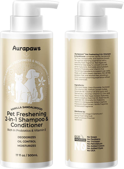 Probiotic Dog Shampoo and Conditioner Set for Sensitive Skin, Itchy Skin Relief, Deodorizing Dog Shampoo, Smelly & Moisturizes for All Breeds & Puppies, Vanilla Sandalwood, 17 oz(Pack of 2) - Image 9