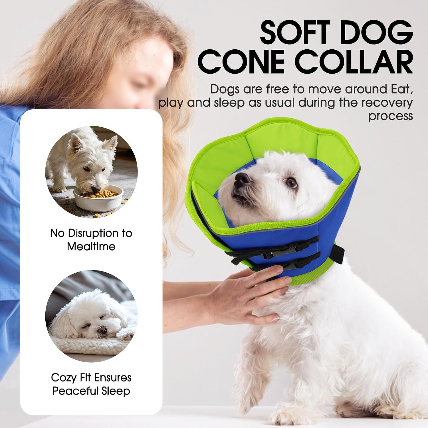 Sunfura large dog recovery collar showing hook and loop closure