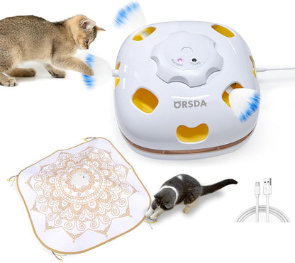 ORSDA 4 in 1 Interactive Cat Toys - Automatic Cat Toys for Indoor Cats & Kittens, 8 Holes Mice Whack-A-Mole, Hide and Seek Smart Motion with 5PCS DIY Replacement Refills - Image 12