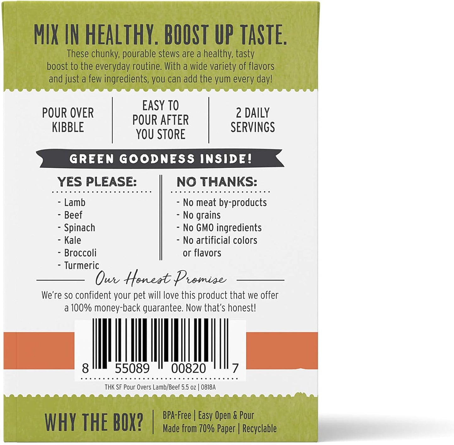 The Honest Kitchen superfood pour overs nutrition facts label