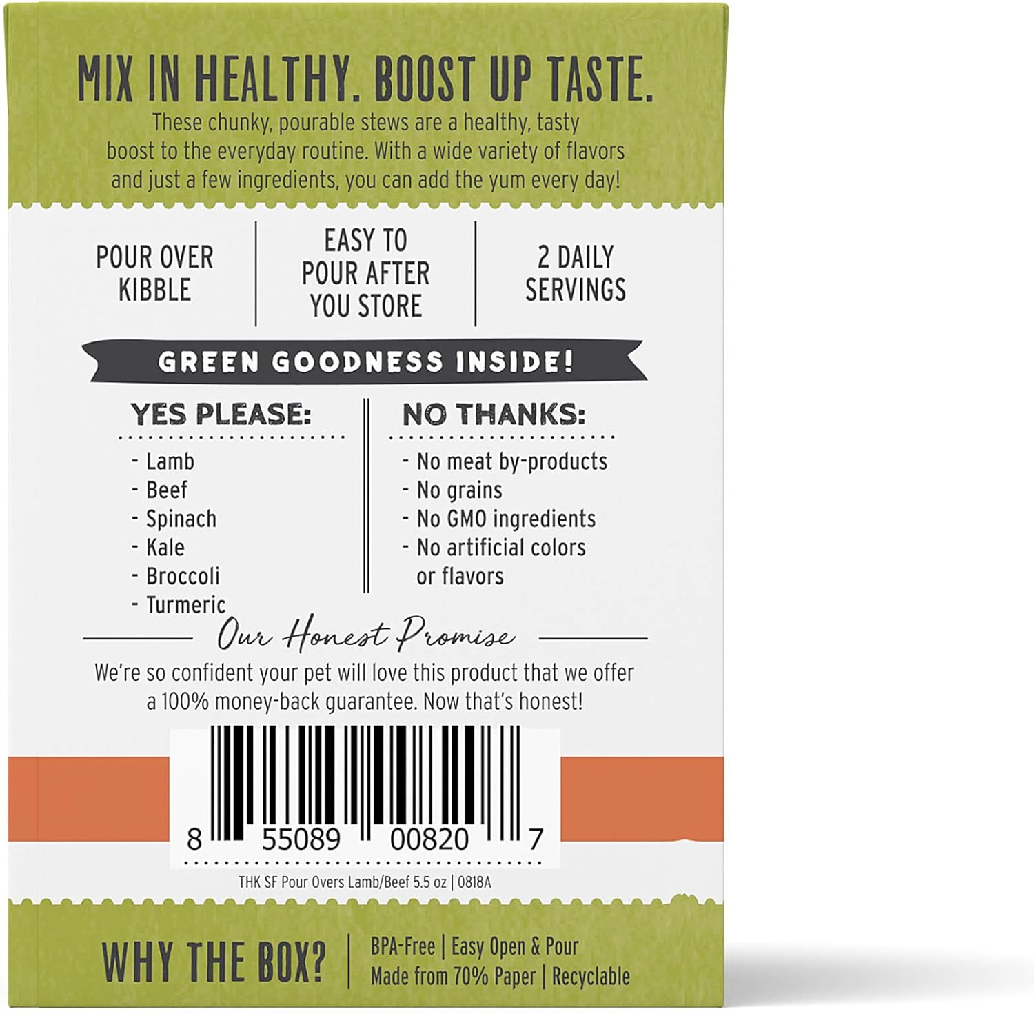 The Honest Kitchen superfood pour overs nutrition facts label