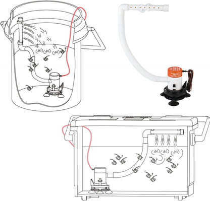 Seaflo 350 GPH aerator kit components and hosepipe