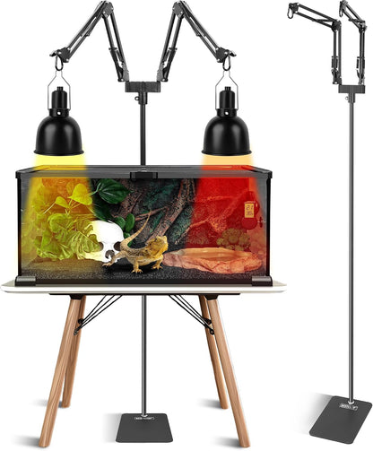 BESTSHOP dual reptile lamp stand front view for terrarium lighting.