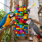 Zephyriel natural wood parrot toy full length view