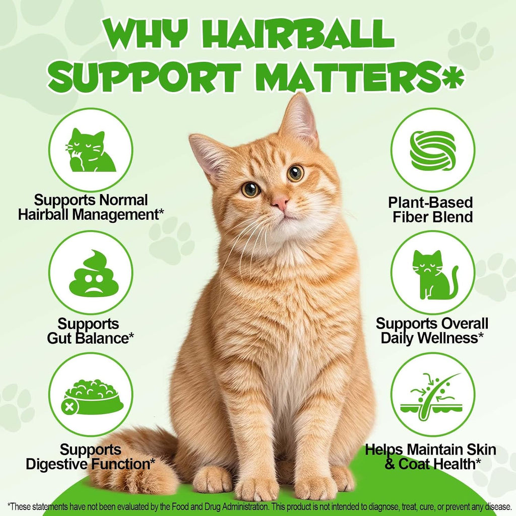 Natural hairball treatment liquid for indoor cats with glass dropper