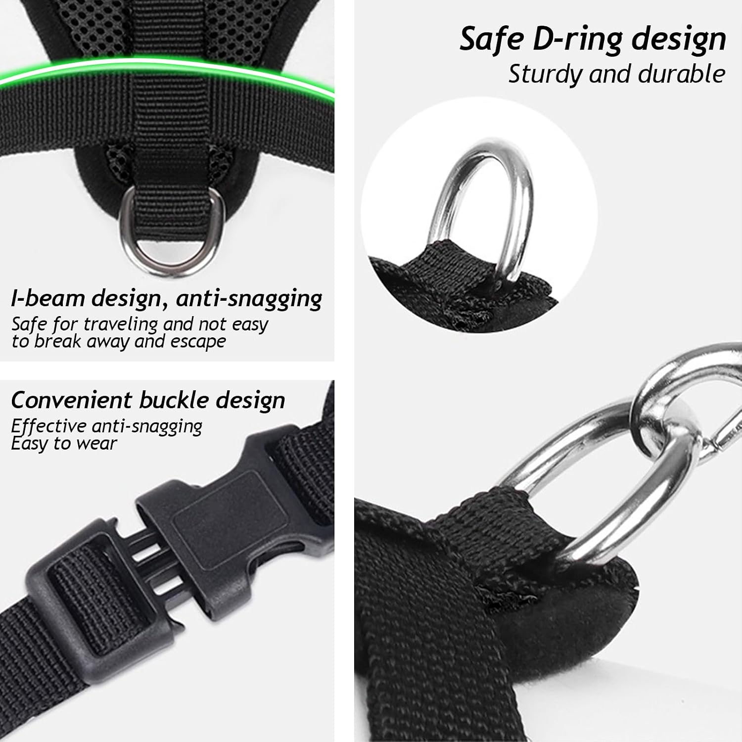 SALFSE small cat chest harness with reflective strips close up