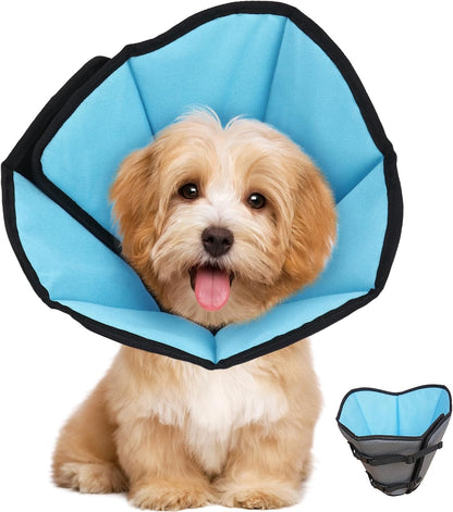 Soft Dog Cone Collar After Surgery: Long Alternative Comfortable Comfy Fabric Recovery Shame Elizabethan Stop Licking Small Medium Large Dogs (Blue, L) - Image 13