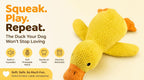 Paw-Fect Piece duck dog toy yellow plush texture close up