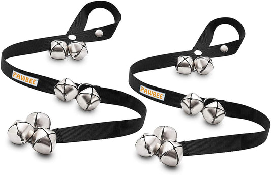 Pawbee dog door bells for potty training set of two black straps