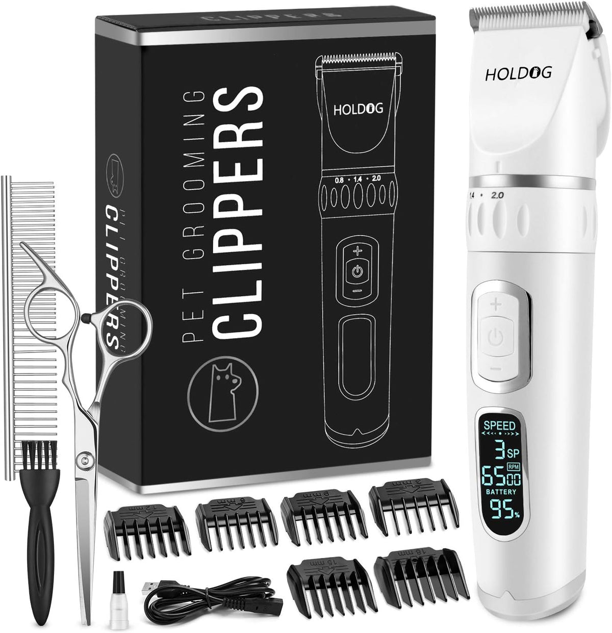 Dog Clippers Professional Heavy Duty Grooming Clipper 3-Speed Low Noise High Power Rechargeable Cordless Pet Tools for Small & Large Dogs Cats Pets with Thick Coats - Image 9