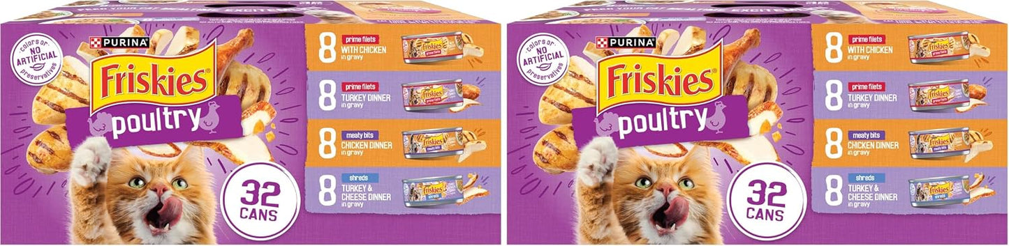 Purina Friskies Gravy Wet Cat Food Variety Pack, Poultry Shreds, Meaty Bits and Prime Filets - (Pack of 32) 5.5 oz. Cans - Image 12