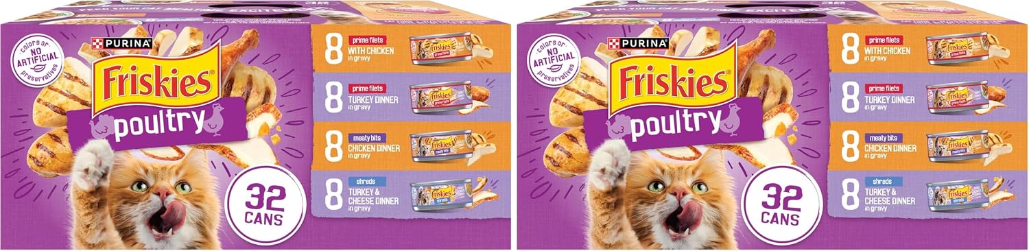 Purina Friskies Gravy Wet Cat Food Variety Pack, Poultry Shreds, Meaty Bits and Prime Filets - (Pack of 32) 5.5 oz. Cans - Image 12