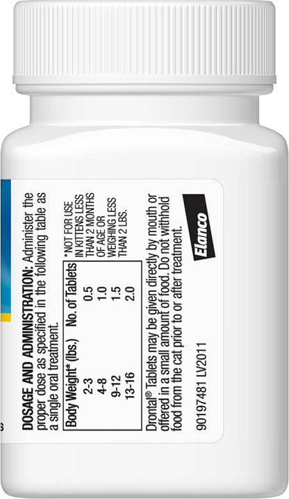 Authentic Elanco Drontal broad spectrum worm treatment tablets for household cats and kittens