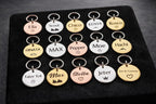 Premium imported EDSG personalized pet tag package with included attachment ring.