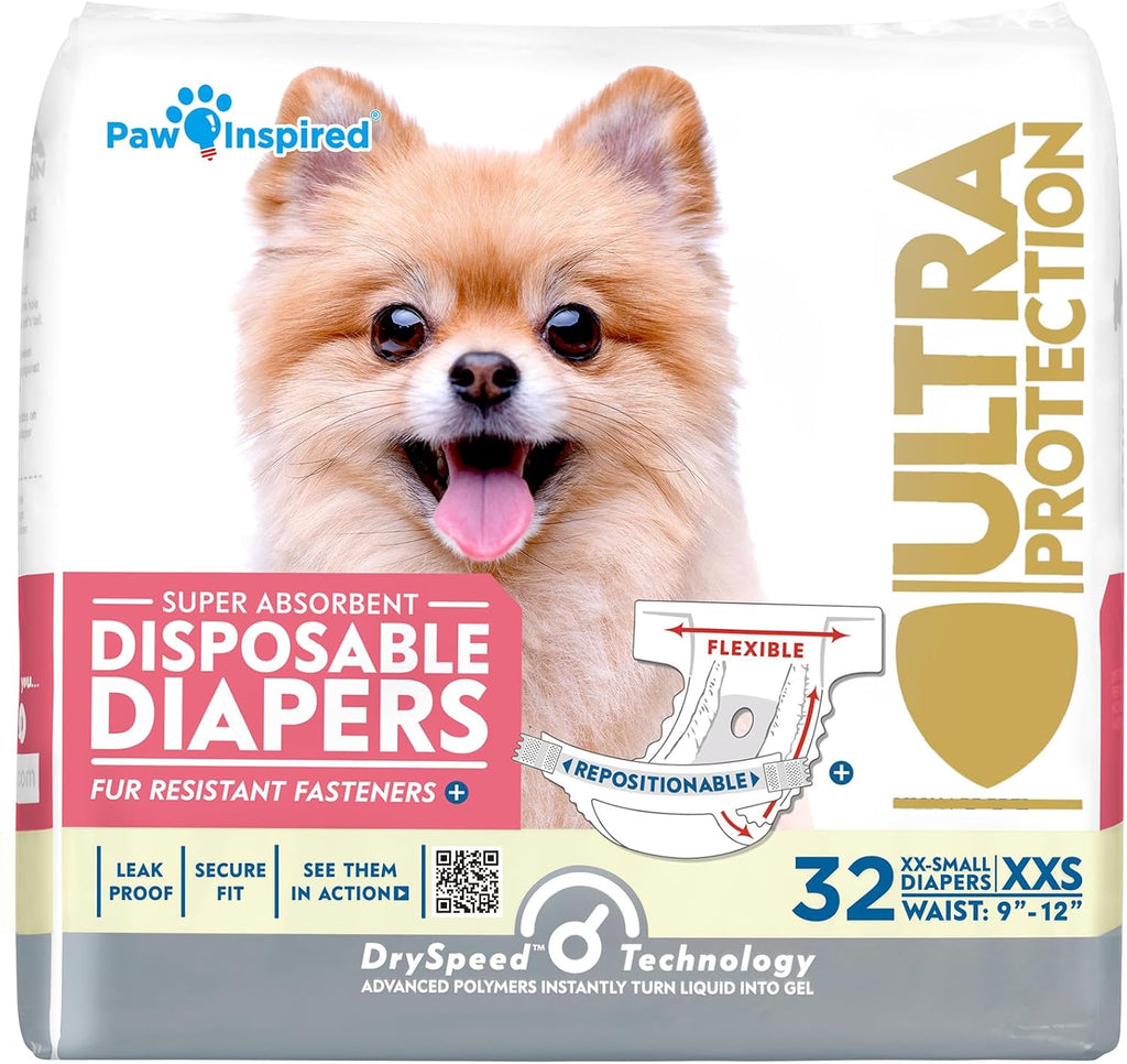 Paw Inspired 32ct Disposable Dog Diapers | Female Dog Diapers Ultra Protection | Diapers for Dogs in Heat, Excitable Urination, or Incontinence (Small) - Image 10