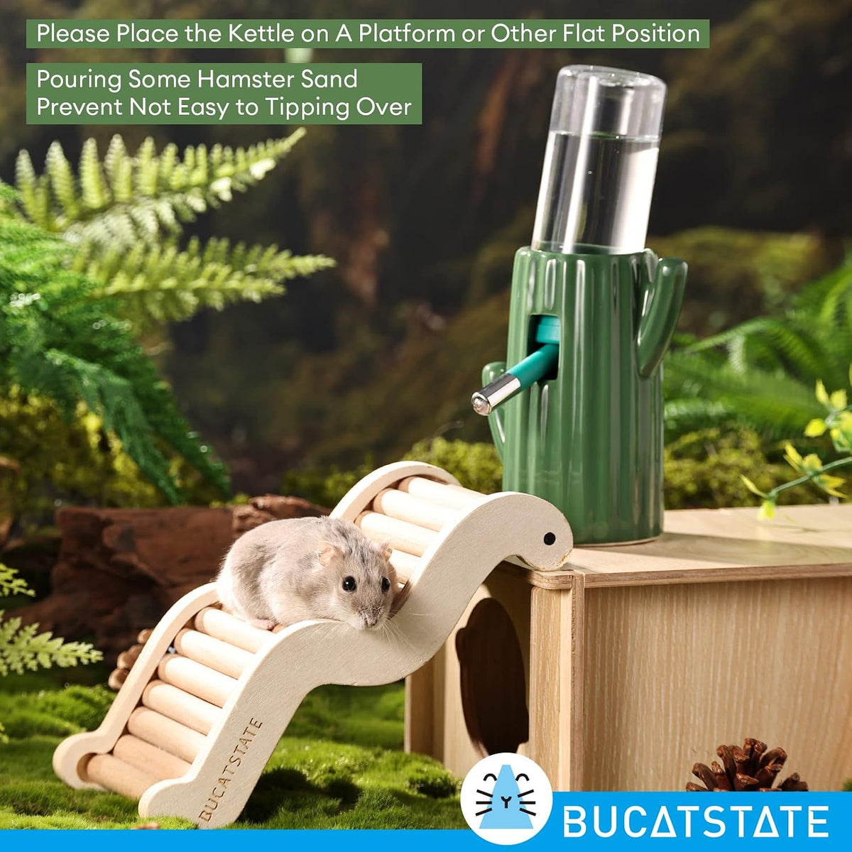 Bucatstate leakproof hamster water bottle with weighted base