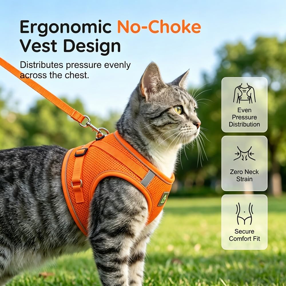 Nitvei medium cat harness with attached matching nylon leash