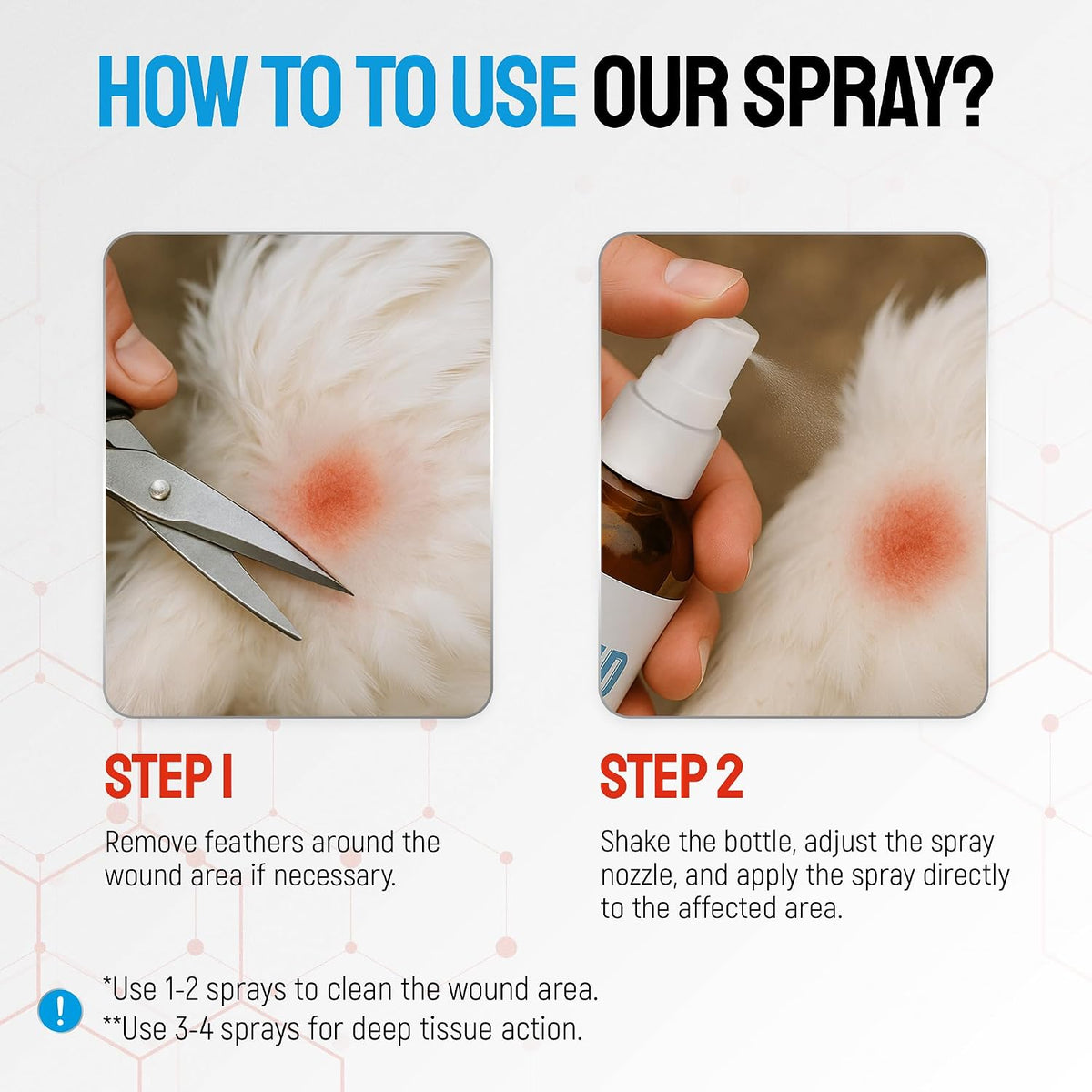 Natural wound treatment spray for birds and chickens