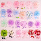 Decorative miniature bow accessories organized for toy display
