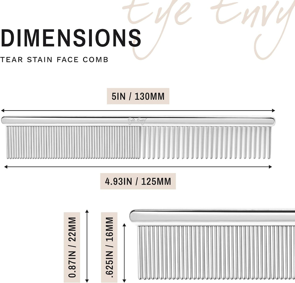 Eye Envy authentic carbon steel face comb showing the rounded finish designed to prevent skin scratches