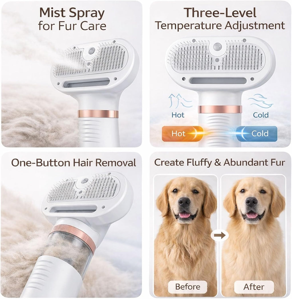 Detailed view of the steam mist function on Lumutata pet brush