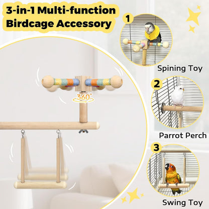 Jevnd rotating parrot gym wheel with cotton wrapped standing poles