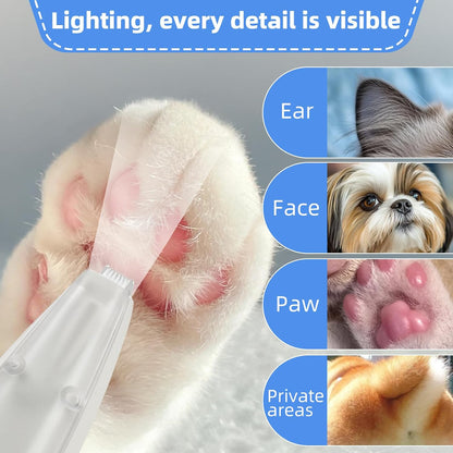Coileswet cat and dog trimmer showing R-angle safe blades for small areas
