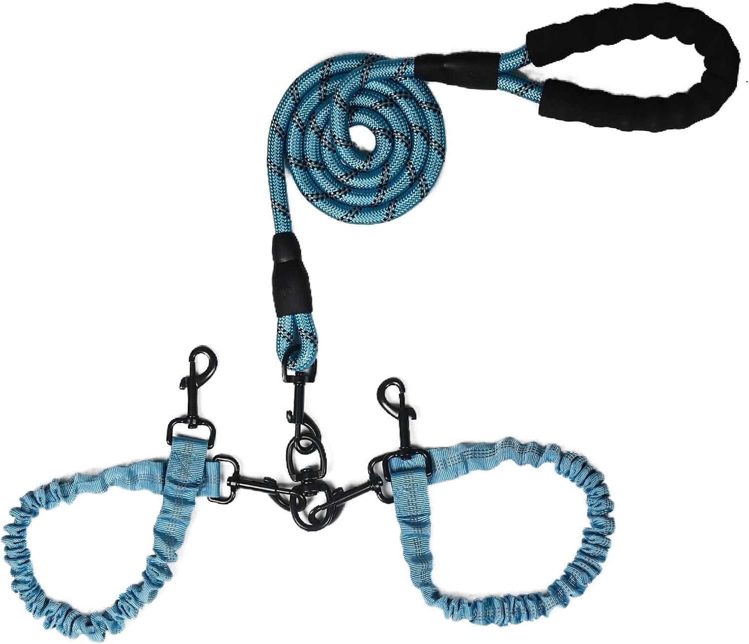 Dog Double Leashes,Rope Bungee Four Leash with Padded Handle Removable for 4 Dogs,Tangle-Free, Padded Handles, 360 degrees Swivel Control (Orange, 4 Way) - Image 9