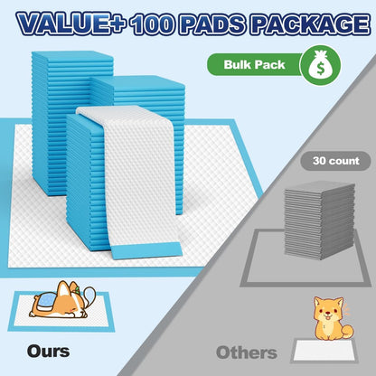 Oomicat 34 by 28 inches disposable puppy pee pads showing the multi layer absorption core.