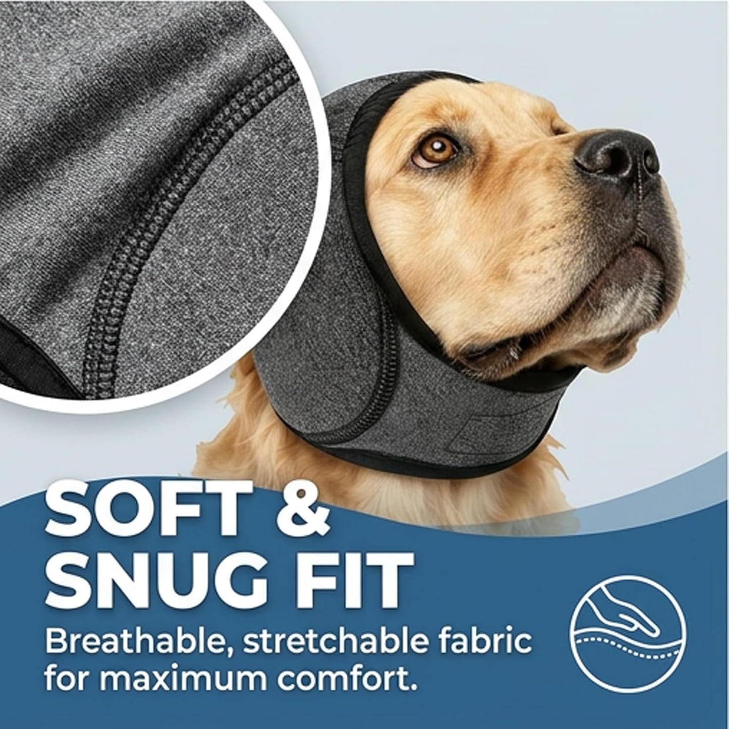 Ensimdi anti anxiety dog head wrap no shake ear muffs close up