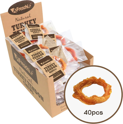 A Freschi srl Turkey Tendons for Dogs, USA-Sourced Human Grade, Rawhide-Free Long-Lasting Puppy Chews, All Natural Hypoallergenic Dog Treats for Small Breeds, Strips, 3oz Pack - Image 13