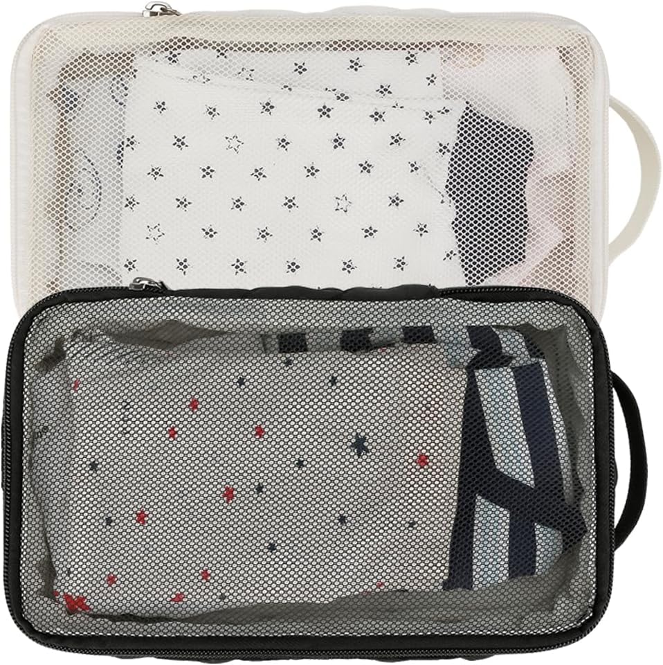 Baby Diaper Bag Organizer Pouches - 2 Pack Waterproof Pod Hanging Diaper Bag Mesh Bag Reusable, Washable or Baby Cloth Diapers (Black&White) - Image 1