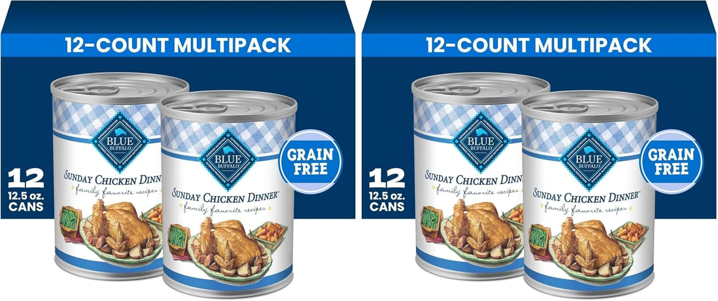 Blue Buffalo Family Favorite Recipes Sunday Chicken Dinner in Gravy Natural Wet Dog Food for Adult Dogs, Grain-Free Recipe with Natural Ingredients, Vitamins & Minerals, 12.5-oz. Can (12 Count) - Image 12