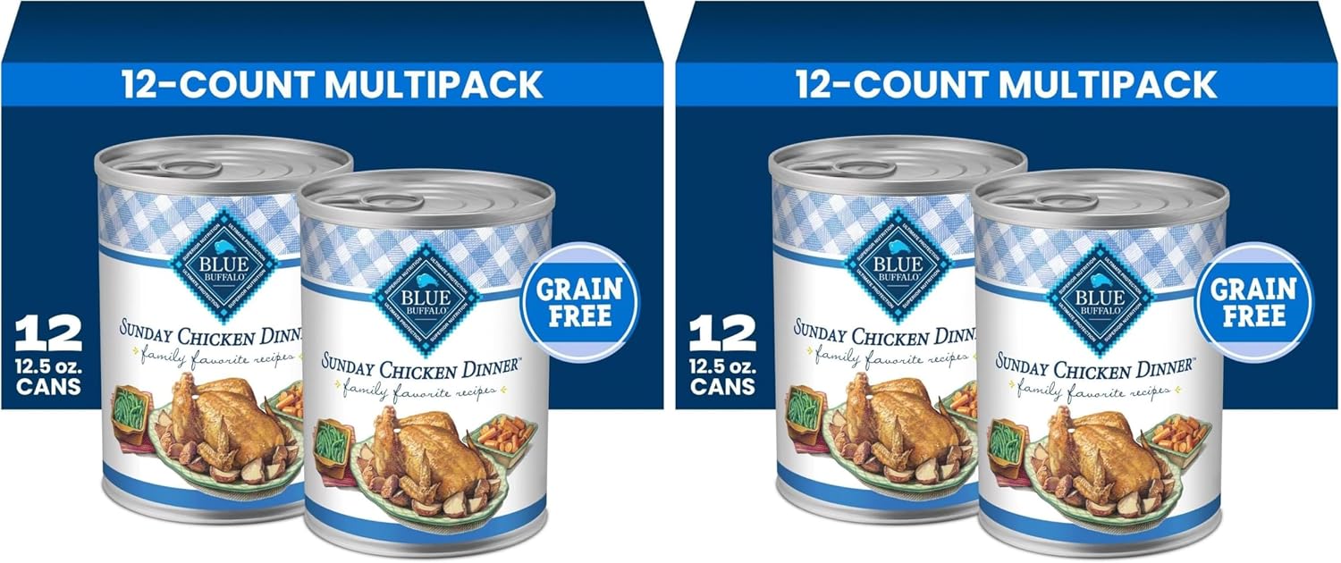 Blue Buffalo Family Favorite Recipes Sunday Chicken Dinner in Gravy Natural Wet Dog Food for Adult Dogs, Grain-Free Recipe with Natural Ingredients, Vitamins & Minerals, 12.5-oz. Can (12 Count) - Image 12