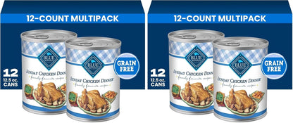 Blue Buffalo Family Favorite Recipes Sunday Chicken Dinner in Gravy Natural Wet Dog Food for Adult Dogs, Grain-Free Recipe with Natural Ingredients, Vitamins & Minerals, 12.5-oz. Can (12 Count) - Image 12